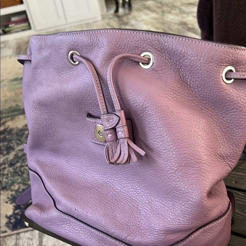 Coach Lilac Leather Drawstring Backpack